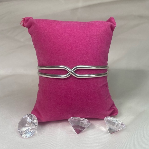 925 Sterling Silver intercepting cuff bracelet VINTAGE - Picture 2 of 8